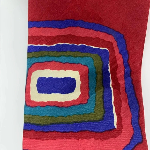 Desert Designs Jimmy Pike NECKTIE Neck Tie 100% Italian SILK Art To Wear Red - Picture 4 of 5